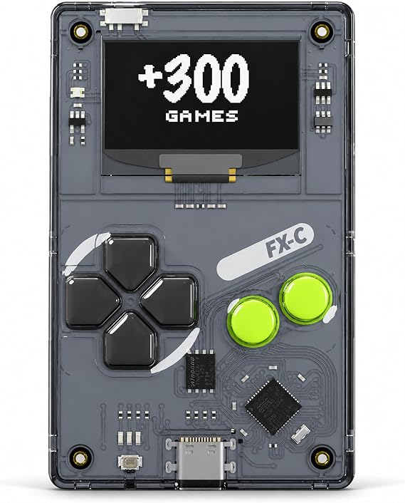 Arduboy FX-C Programmable Open Source 8-Bit Retro Handheld Game Console - 300+ Preloaded Classic Games, STEM Coding Board, USB-C Multiplayer, Credit Card Size Pocket Retro Gaming Device