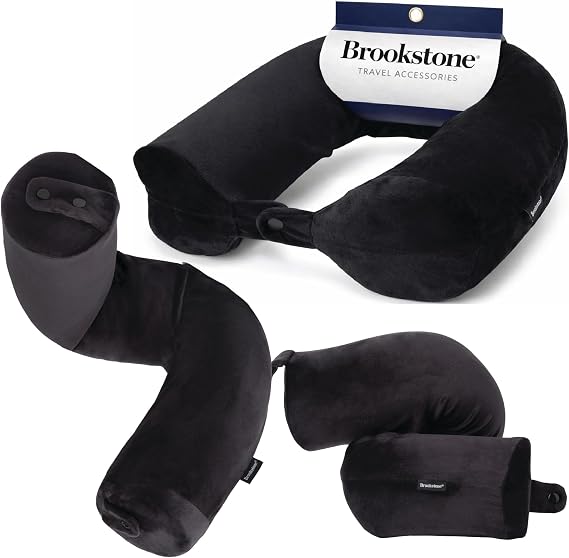 Brookstone Free Form Travel Pillow Lightweight Flexible Memory Foam Pillow