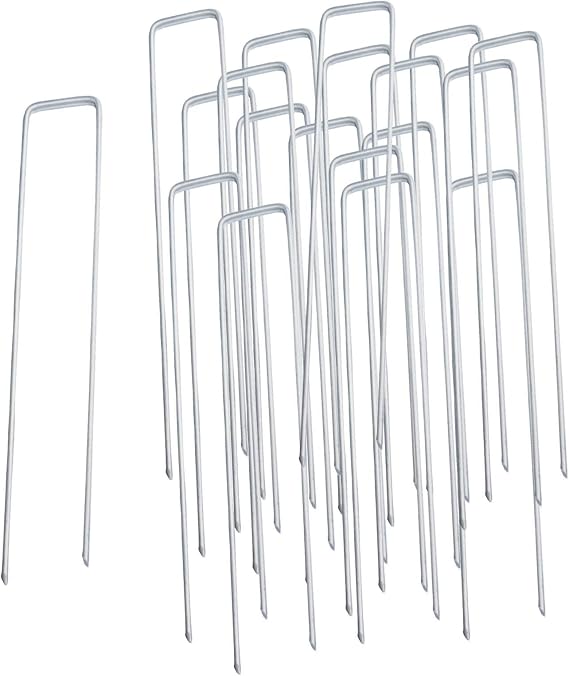 50pcs Garden Securing Pegs,6''/150mm Artificial Grass Pegs,Securing Lawn U Shaped Nail Pins Heavy Duty Garden Ground Pegs Stakes Staples for Weed Control Fabric,Matting,Membrane,Netting,Chicken Wire