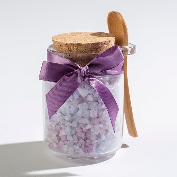 Sonoma Lavender Luxury Lavender Bath Salts with Epsom Salt and Essential Oil for Stress Relief, Self Care Spa Treatment that Deeply Moisturizes and Nourishes The Skin, in Honey Jar, 8 oz