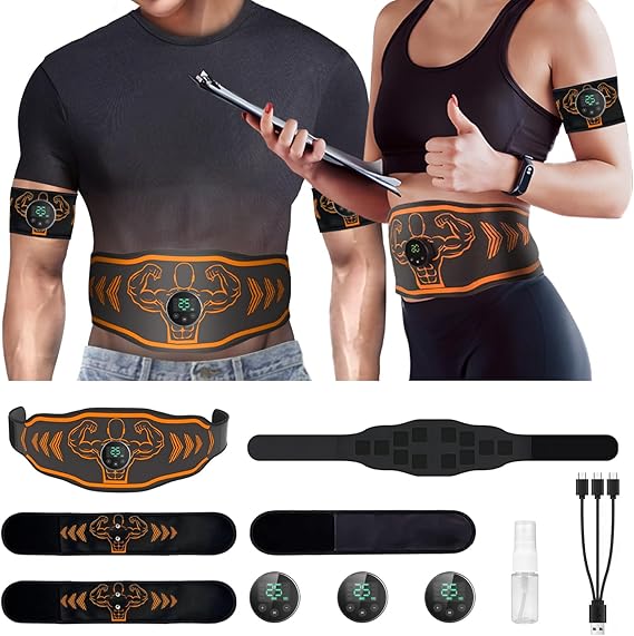 Ultimate Abs Trainer Muscle Stimulator 8 Exercise Modes 25 Intensity Levels EMS Abdominal Muscle Toner Small Portable 3 in 1 Charging Tactical X Abs Training Stimulator Machine for Unisex