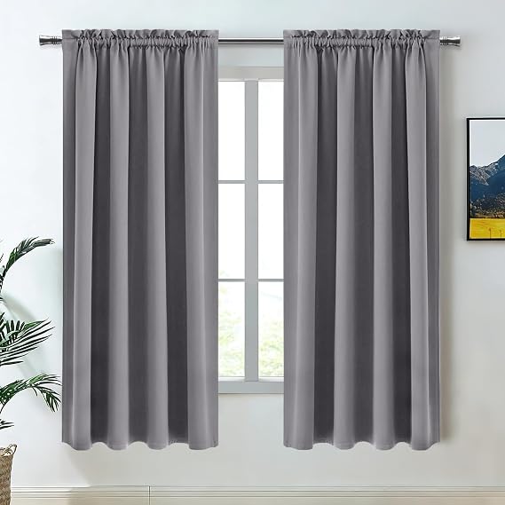 DWCN Blackout Curtains for Bedroom Living Room 42 x 63 Inch Long Grey