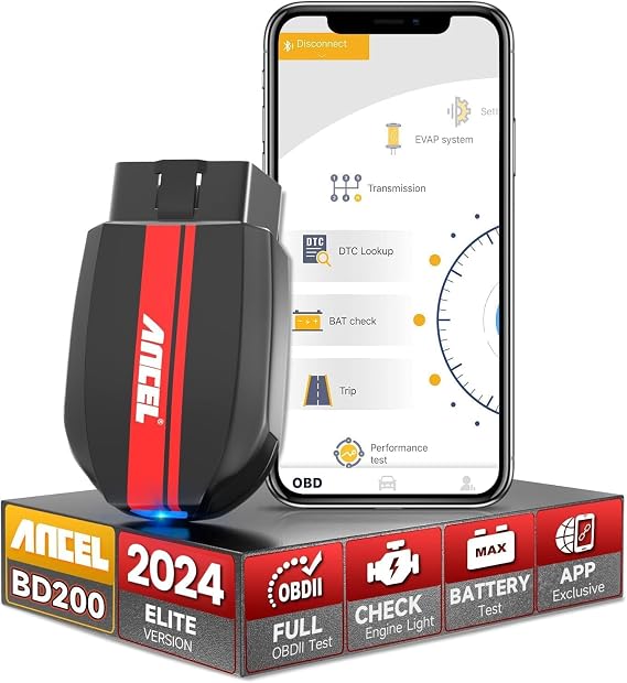 ANCEL BD200 OBD2 Scanner Bluetooth - Code Reader & Check Engine Diagnostic Scan Tools with Car Battery Test, Exclusive App on iOS & Android, Wireless OBDII Adapter Works for 1996 & Newer Vehicles