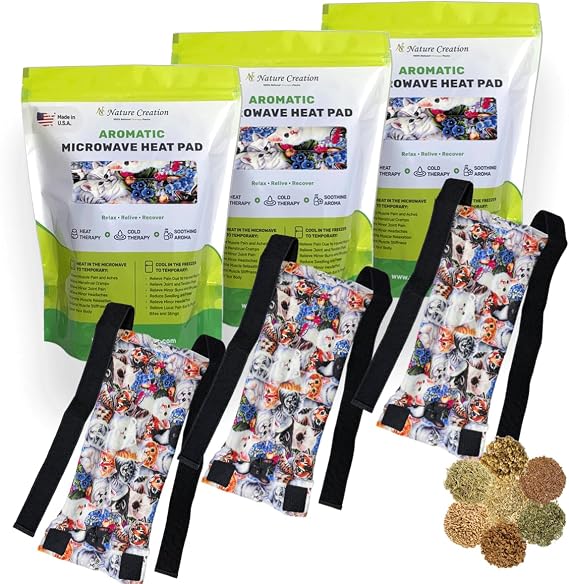 Nature Creation Microwavable Herbal Pack for Spine & Back Cute Cats Trio Bundle