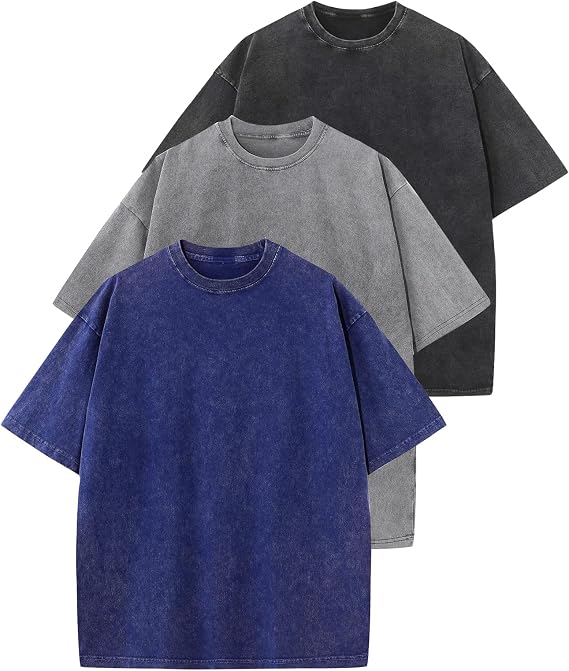 Wyeysyt Oversized Tshirts for Women Vintage Washed Baggy Tees Cotton Short Sleeves Acid Shirts Unisex Tops