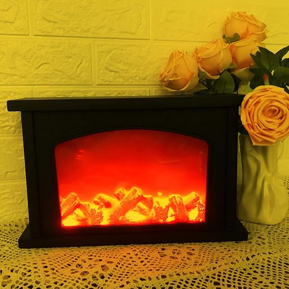 Fireplace Lights, Image Fireplace Lantern LED Flame USB/Battery Powered, Flameless Fire Light for Home Decor, Christmas Ornaments