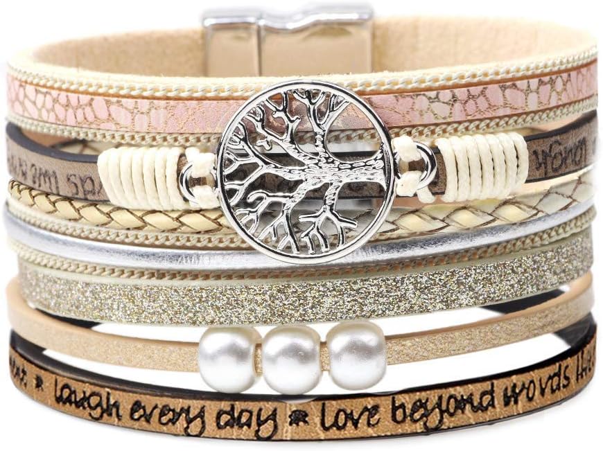 Desimtion Leather Wrap Bracelets for Women, Hidden Inspirational Message