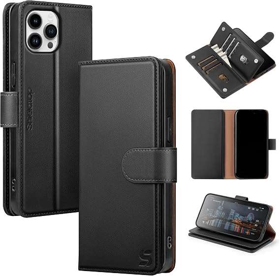 Shieldtop Compatible with iPhone 12 Pro Wallet Case with Card Holder,Women Men RFID Blocking PU Leather Folio Flip TPU Protective Cover Credit Card Slots,Phone Case for Apple 12 6.1",Black