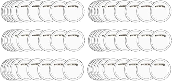BUYGOO 50Pcs 1.5 inch Acrylic Design Button Badge Clear Button Pin Badges Kit for DIY Crafts and Children's Paper Craft Activities and More (Pack of 2)