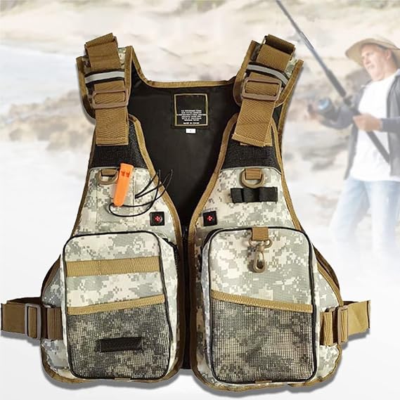 Fly Fishing Vest Durable Fabric Breathable Adjustable Fit for Kayaking Sailing Surfing and Outdoor Angling