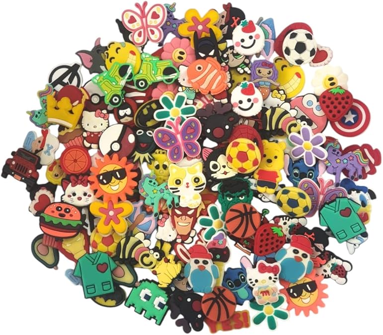 50 Pieces Different Cartoon Character Shoe Ornament, Charms For Slippers, PVC Shoe Charms, Crocs Sandals Crocs Gift For Kids Shoes, Polyvinyl Chloride