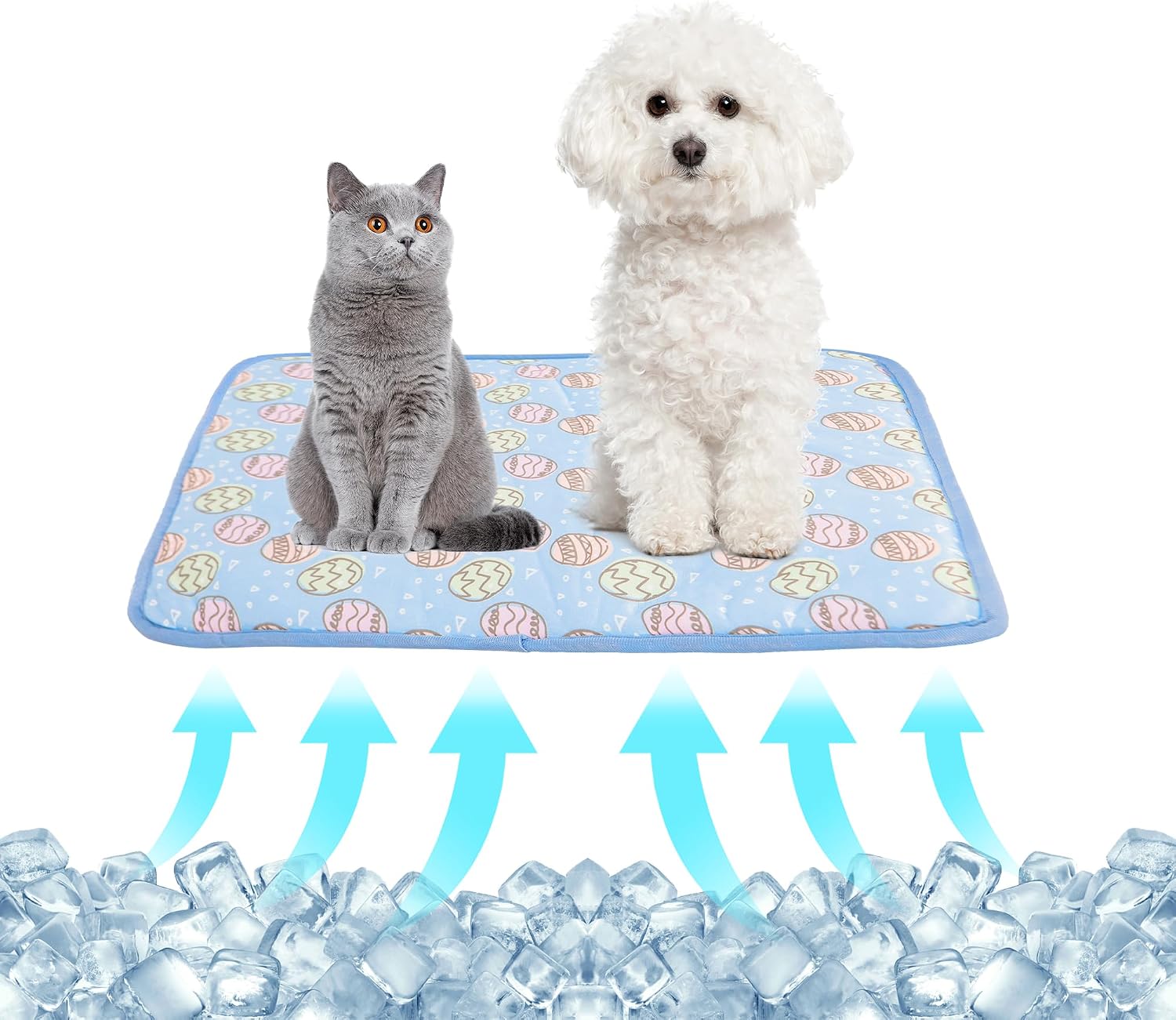 NACOCO Pet Cooling Mat Cat Dog Cushion Pad Summer Cool Down Comfortable Soft for Pets and Adults L, Blue