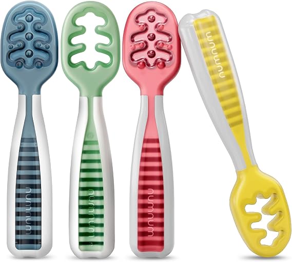 NumNum Baby Spoons Self Feeding 6 Months, 4-Pack Classic Colors