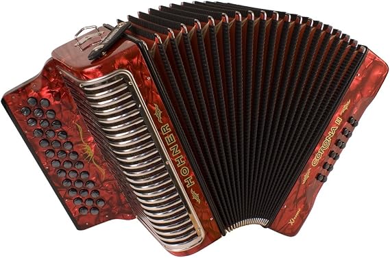 Hohner Corona Xtreme II 34-Button Accordion, FBbEb, Red