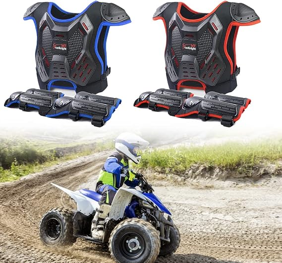 StarknightMT Kids Dirt Bike Gear - Youth ATV Motorcycle Riding Motocross Armor Suit, Blue+Red