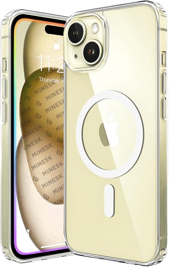 Magsafe Compatible Case for Minesk iPhone 15 Plus New Version with Ultra Transparent Appearance and Circle Section No Paint (15 Plus)