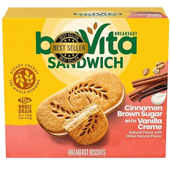 Blwita Breakfast Sandwich Cinnamon 5 Total Packs, 1 Box - Blwita Crunch Cinnamon Creme Brown