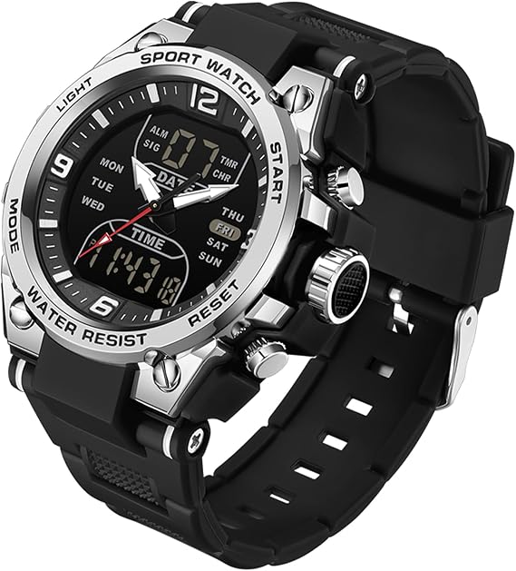 Men's Digital Watch, Military Watch, 3 Time Zone Display, Multifunctional, Countdown, Stopwatch, Alarm, Alarm Clock, Hourly Signal, 5 ATM Waterproof, Daily Casual/Sports/Outdoors, Running, Luminous | Stopwatch, Countdown, Alarm, Hourly Time Signal, Day Date Display, Suitable for Running, Outdoor Activities, Everyday Use