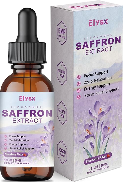 Saffron Liquid Drops for Kids & Adult with Holy Basil, Rosemary, 2 FL OZ