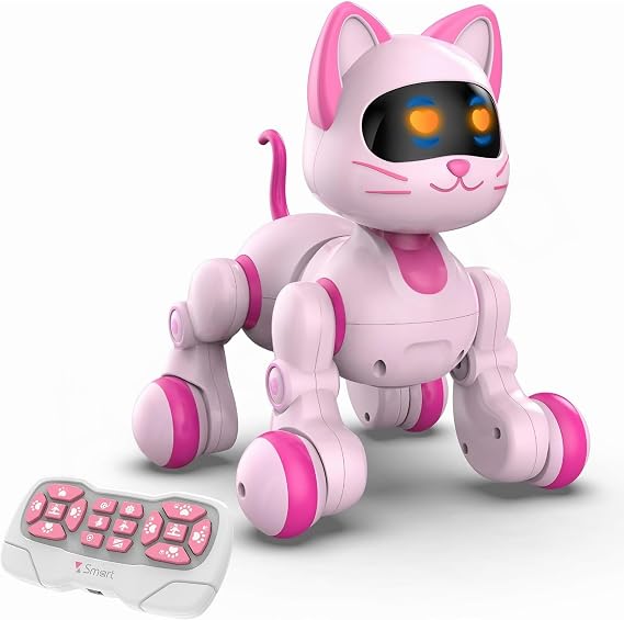 Oyuncak Uzaktan Kumandalı Şarjlı Sesli ve Işıklı Dokunma Algılama & Programlama Özellikli Sevimli Robot Kedi - Hareketli Oyuncak Kumandalı Kedi