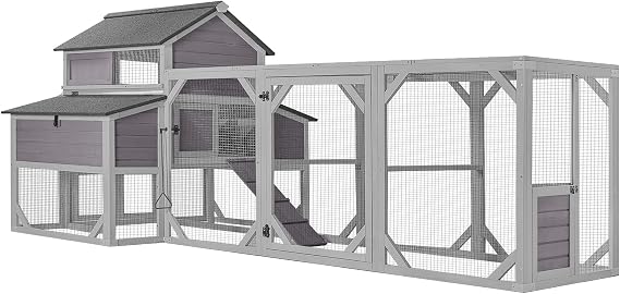 Aivituvin Chicken Coop Extra Large Chicken House 41.3ft2 for 8-10 Chickens Outdoor Wooden Hen House Poultry Cage with 6 Nesting Boxes, 6 Perches, Large Run 118" L