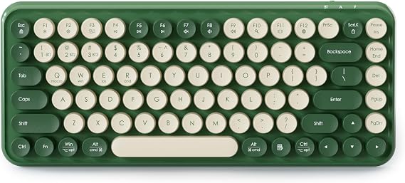 Mini Bluetooth Keyboard, 85-Key Typewriter Round Keys (Green)