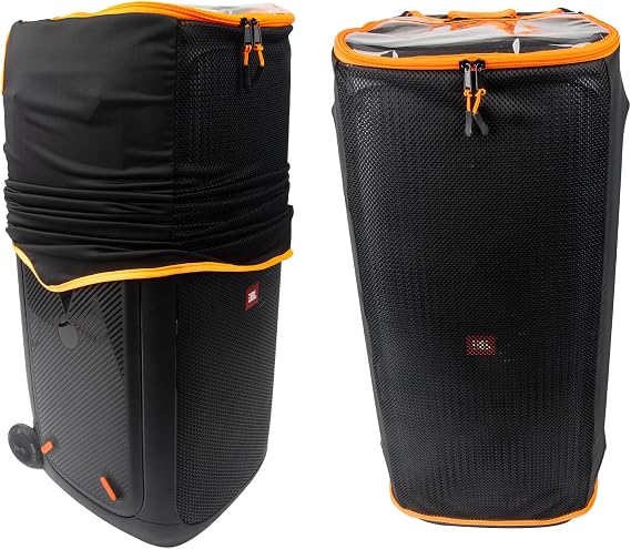 MEGADOOダストカバー、JBL PartyBox 310用、伸縮性のあるスパンデックス保護ケース、クリアトップウィンドウ&通気性メッシュ、ストレージバッグ付きスピーカースリップスリーブ