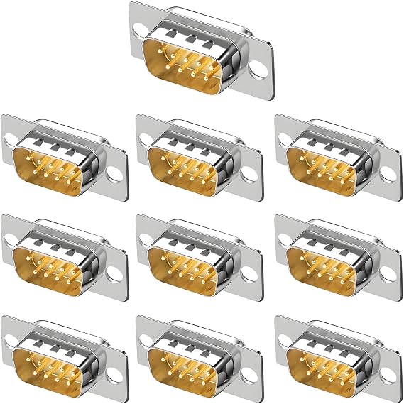 10pcs DB9 Male RS232 D-sub Serial Solder Connectors Gold Plated Joint 9 Pin Couplers