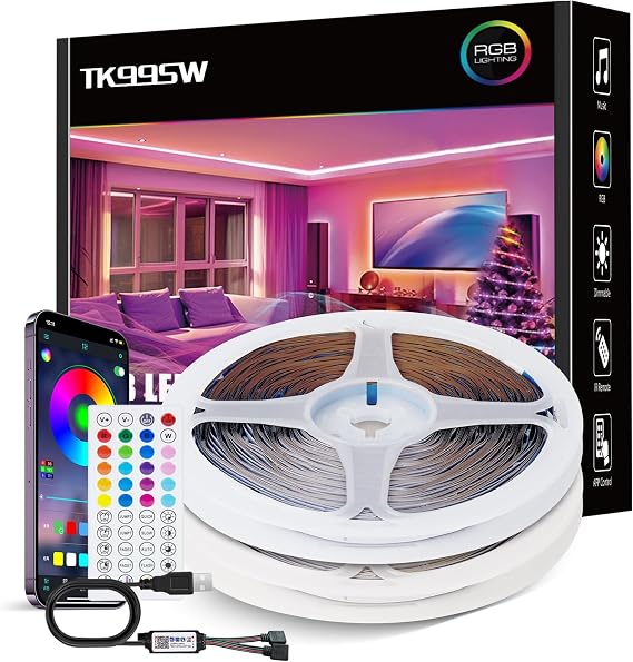 LED Strip Lights 20m, Smart APP Control Remote Colour Changing Music Sync Built-in Mic Flexible RGB Led Strip Lights for Bedroom Kitchen Party Home Decoration [Energy Class A]