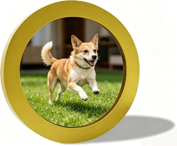 alfyng 10 Inch Round Photo Frame Wooden Wall Hanging Picture Frames Gold