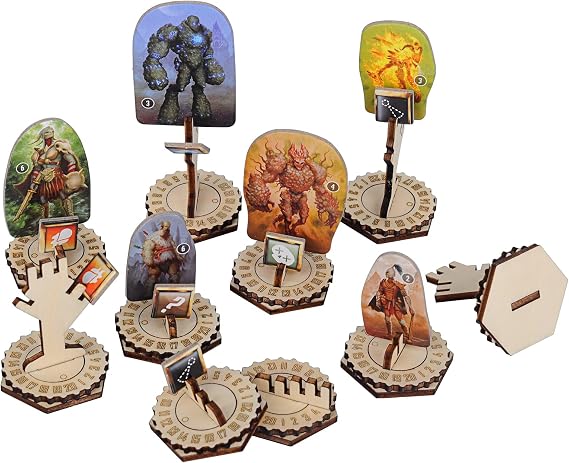 CZYY Monster Standee Bases, 30 Wood HP Tracker Stands with Status Slots