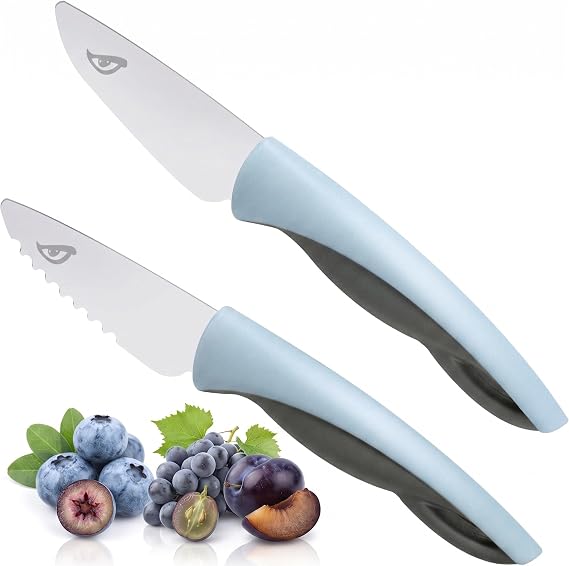 Children's Knife 2-Piece Kitchen Knife Set for Cutting Crocodile Blue Grey Stainless Steel Perfect Gifts for Christmas Birthday Children's Knife