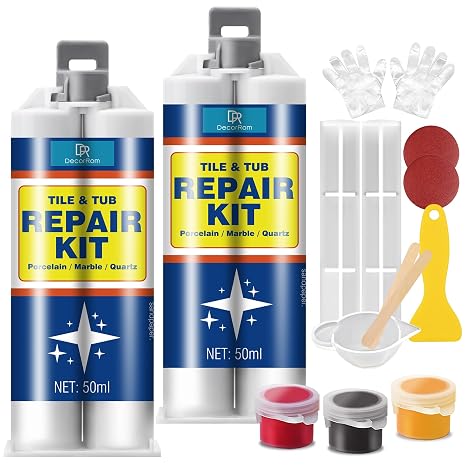 Tile Repair Kit White 100 ml Ceramic Acrylic Repair Kit Bathtub Toilet Enamel Repair Set for Scratches Holes Cracks Washbasin Tiles Marble Chip Repair Kit Offers More Colour Options
