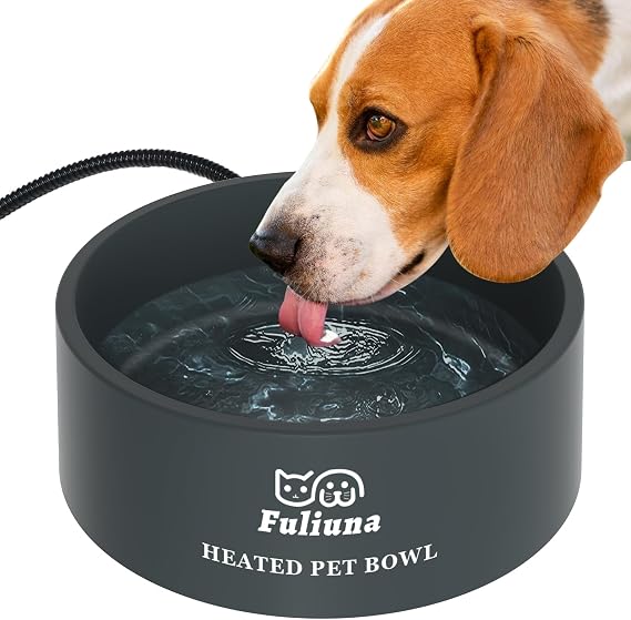 Large Heated Water Bowl, Outdoor Heated Dog Bowl with Chew Resistant Power Cord, Thermal Bowl Provide Drinkable Water in Winter, Heated Pet Bowl for Cat Rabbit Chicken Duck Squirrel 0.85 Gal