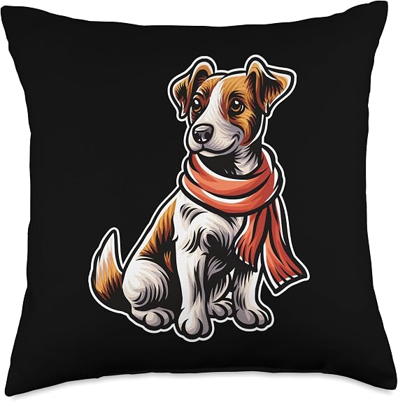 BCC Once You Go Jack Russell Terrier Jack Russell Terrier Dog Scarf Pumpkin Happy Thanksgiving Throw Pillow, 18x18, Multicolor