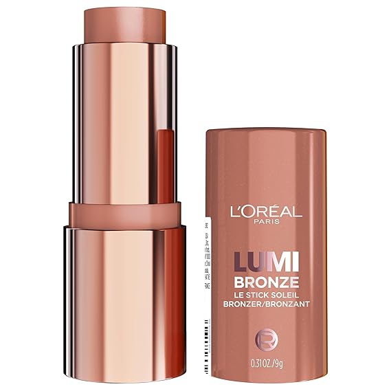 L'Oreal Paris Lumi Bronze Le Stick Soleil Bronzer Stick, Cream-To-Powder Bronzer For A Sunkissed Face Makeup Glow, 100 Sunkissed Rose