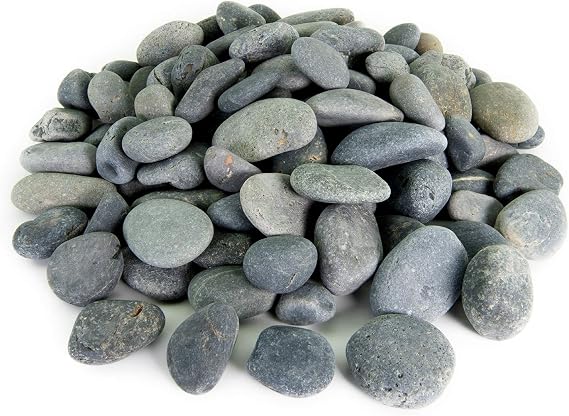 Mexican Beach Pebbles | 20 Pounds of Smooth Unpolished Stones | Hand-Picked, Premium Pebbles for Garden and Landscape Design | Black, 2 Inch - 3 Inch