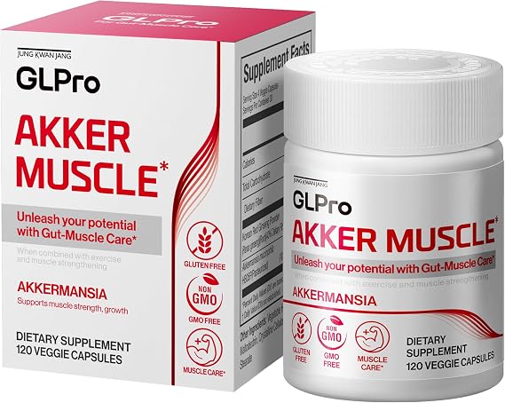 JUNG KWAN JANG GLPro-Akker Muscle - Prebiotics with 10 Billion Cells Akkermansia & Korean Red Ginseng Powder for Gut-Muscle Strength & Microbiome Balance - Gluten Free, Non-GMO (120 Veggie Capsules)