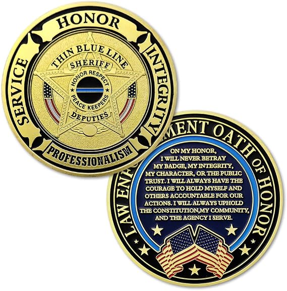 Sheriff Challenge Coin Thin Blue Line Police Prayer Coin