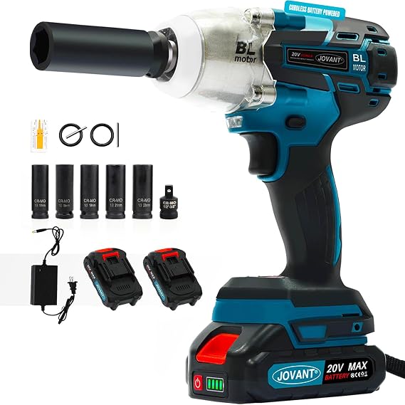 Cordless Impact Wrench Kit, 20V MAX Electric Impact Gun, 737Ft-lbs(1000N.m) Brushless Impact Wrenches, Power Impact Wrenches with 5-Mode Speed,Torque Wrench 1/2 Drive for Car/Truck RV/Mower