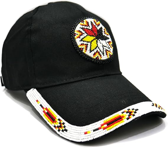 Native American Style Baseball Cap - Beaded Trucker Hat for Men