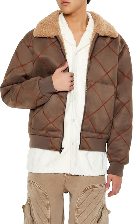 Forever 21 Men's Quilted Faux Shearling-lined Jacket