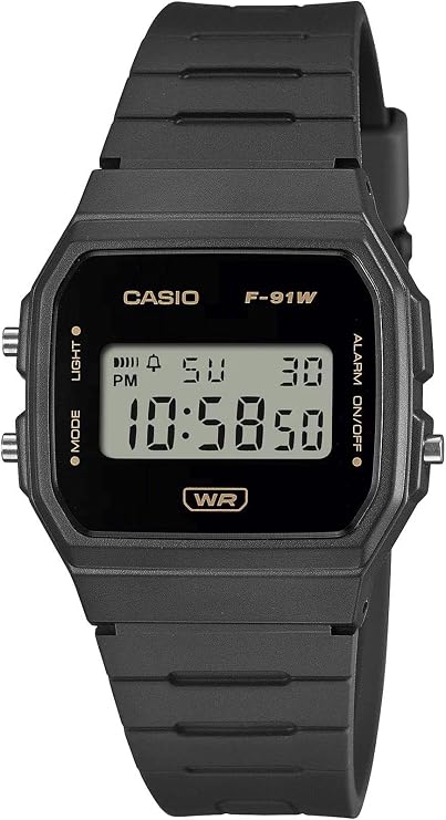Casio Uni Digital Quartz Watch with Plastic Strap F-91WB-8AEF, Black Strap, Black///White, Standard, Minimalist