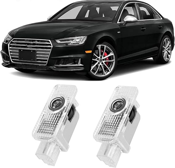2Pcs Car Door Projector Logo Lights for Audi, Door Projector Lights for A1/A3/A4/A5/A6/Q3/Q5/Q7/A7/A8/R8/TT, HD LED Original Logo Light, Car Welcome LED Light Logo