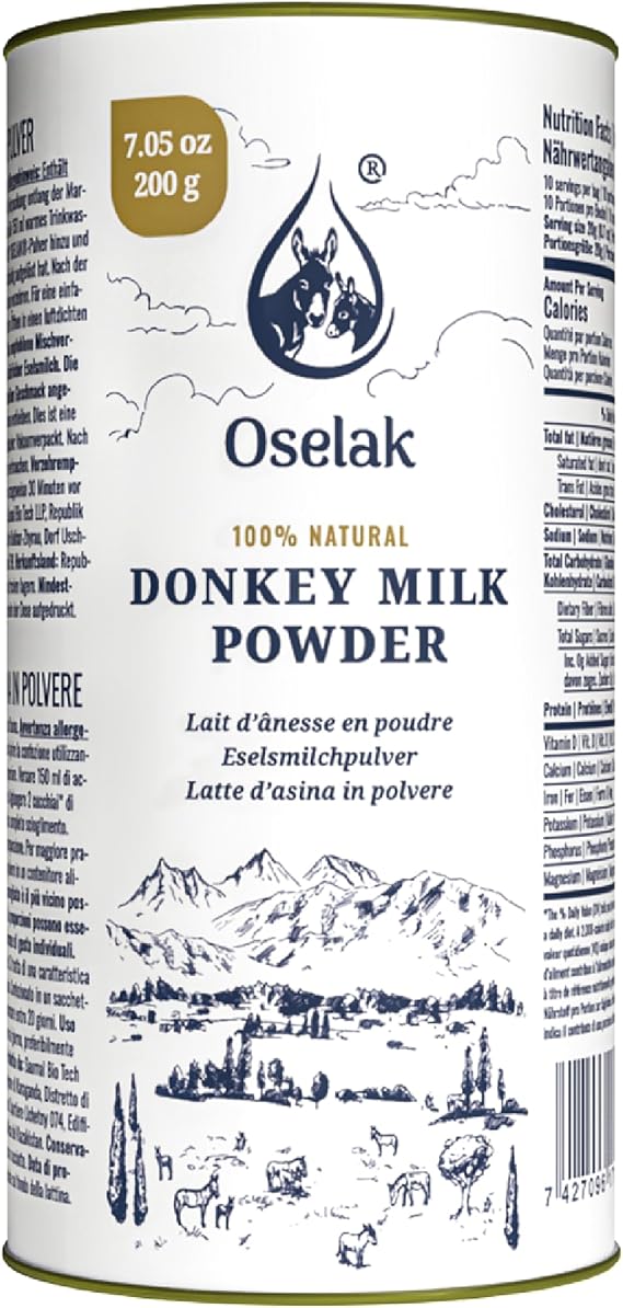 Oselak™ Donkey Milk Powder 200g | 100% Natural Pure Donkey Milk Powder | Freeze Dried | Rich in Whey Protein, Calcium, Iron & Vitamin D | No Added Ingredients | Premium Quality