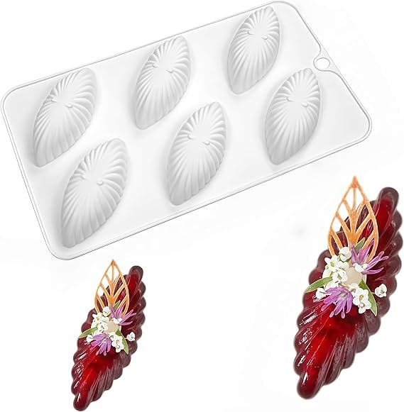 Silicone French Mousse Cake Mold 3D Bakeware DIY Chocolate Soap Candle Mold, 6 Holes Seashell