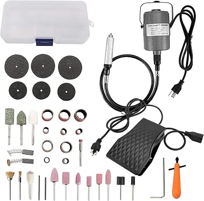 Flex Shaft Grinder Carver Rotary Tools Hanging Electric Grinding Machine, Multi-Function & Foot Pedal Control, Suitable for Carving Buffing Drilling Polishing Sanding Cutting Cleaning
