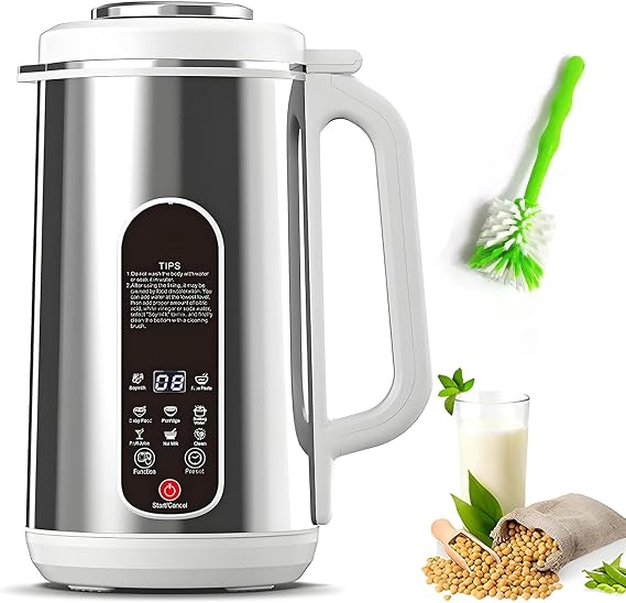 Soy Milk Maker, Plant Based Milk Machine with 12 Blades, Self-Cleaning, 24h Timer, Keep Warm, Fast 5-Minute Almond Oat Milk Machine, LED Display for Family Use