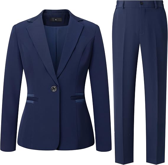 Women's 2 Piece Suit Pants One Button Blazer Set Business Casual Outfits
