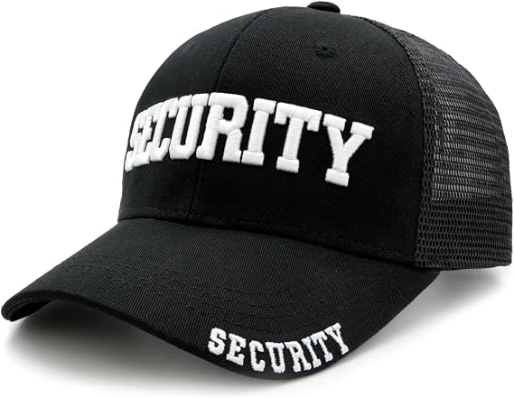Security Embroidered Trucker Hat for Men Women, Snapback Mesh Baseball Cap